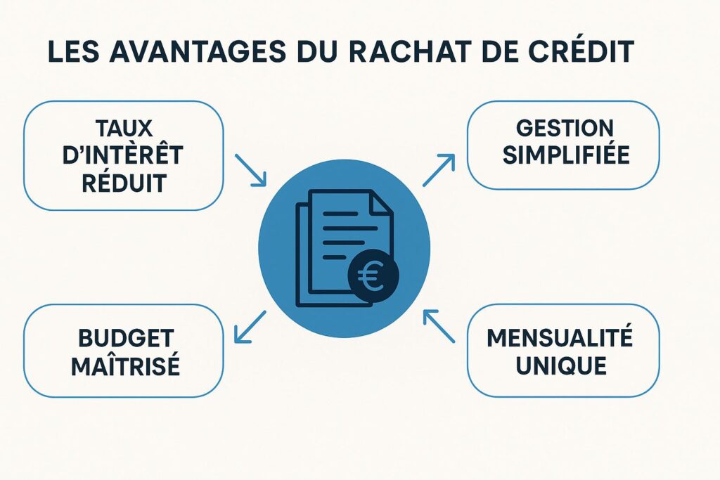 Schéma : les avantages du rachat de crédit 
