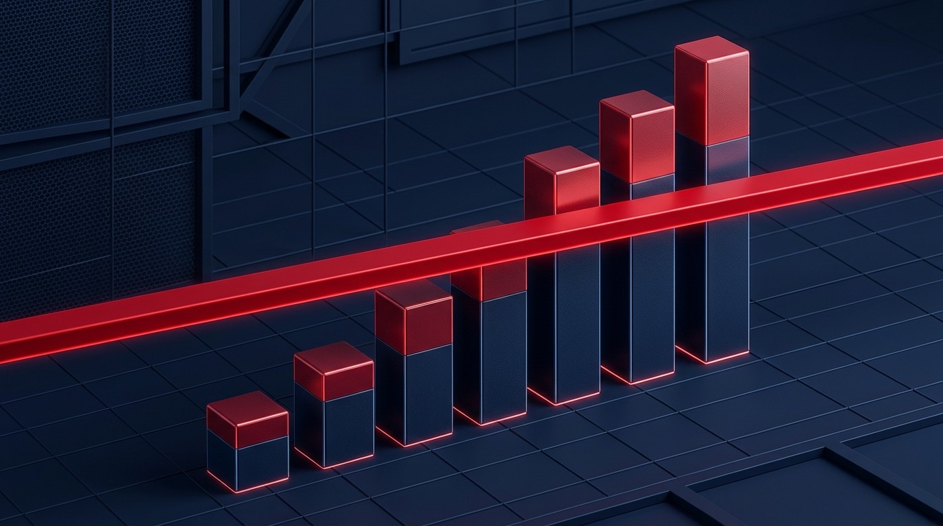 Taux de crédit immobilier 2026 : une hausse limitée à 3,3% ? 4 Ligne rouge de limite réglementaire traversant un graphique à barres ascendantes