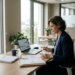 Salarié consultant son Plan d'Épargne Entreprise sur ordinateur portable au bureau