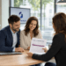 Couple consultant un conseiller bancaire pour un crédit à la consommation en France