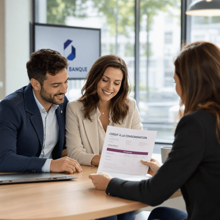 42% des Français ont un crédit conso : ce que révèle ce niveau record Couple consultant un conseiller bancaire pour un crédit à la consommation en France