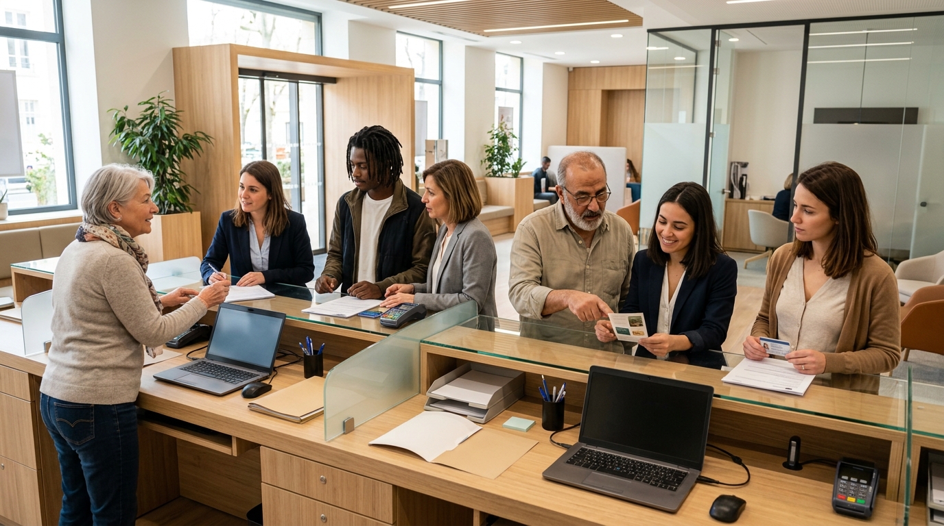 Taux LEP août 2026 : hausse, baisse ou statu quo ? Ce que vous devez faire maintenant 1 File de clients français de tous âges dans une agence bancaire pour ouvrir un livret d'épargne