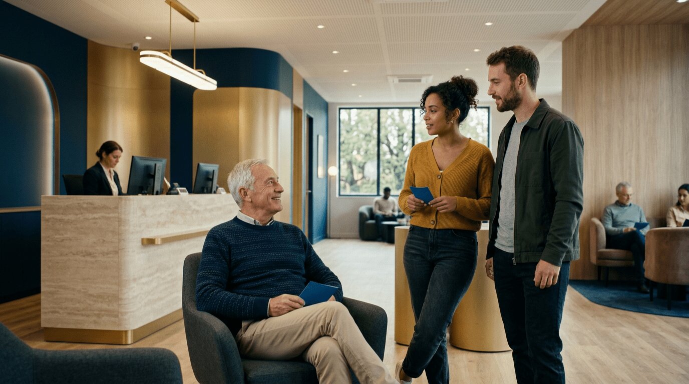 Taux LEP août 2026 : hausse, baisse ou statu quo ? Ce que vous devez faire maintenant 5 Retraité et jeune couple français éligibles au LEP dans une agence bancaire en 2026