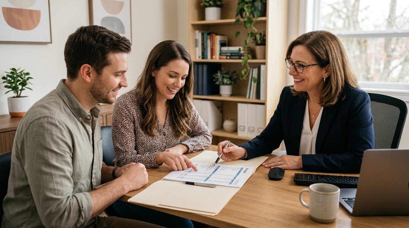 Conseiller et client examinant un budget pour un microcrédit