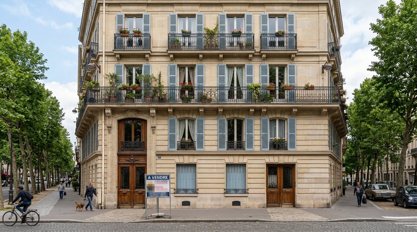 Façade d'immeuble résidentiel dans le cadre d'un achat immobilier