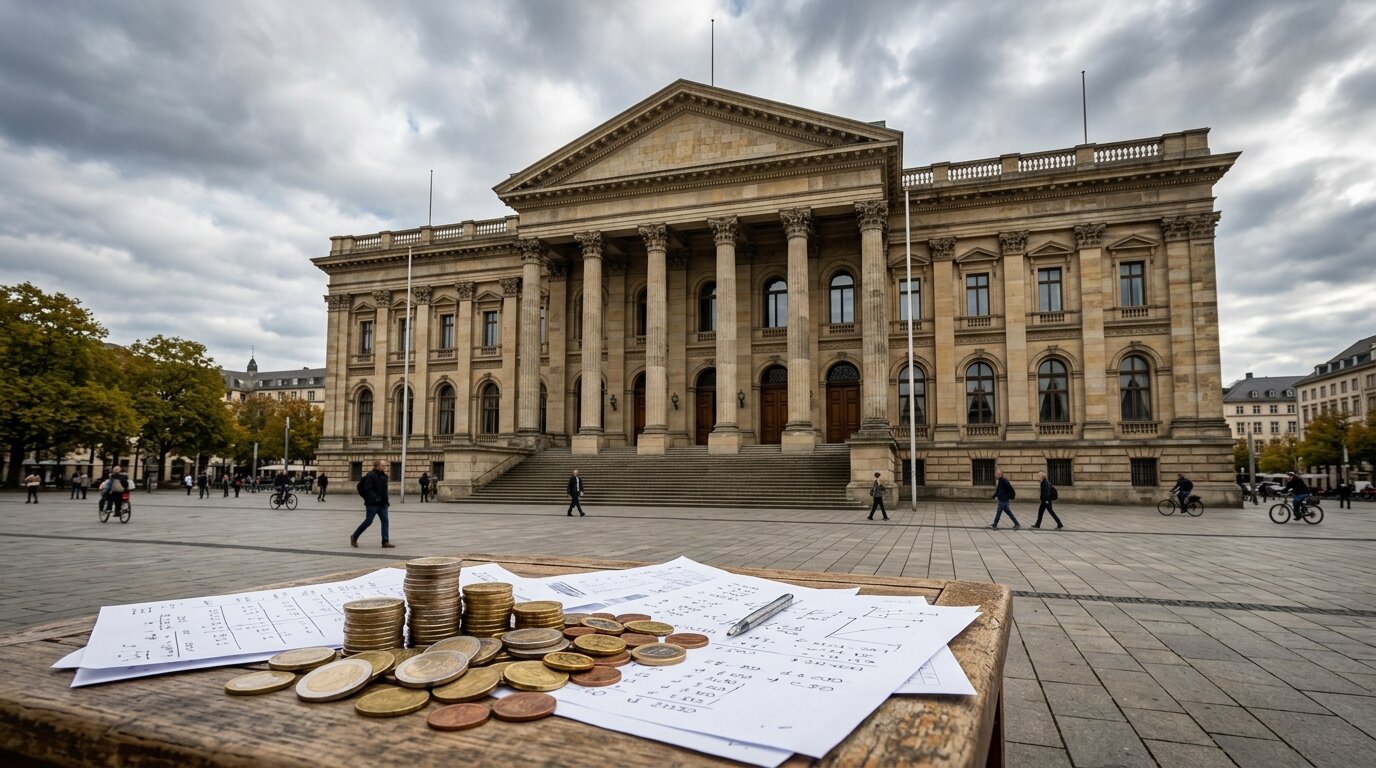 FMI : la France sommée de réduire ses dépenses de 24 milliards d'euros par an 1 Bâtiment administratif symbolisant les dépenses publiques et le budget de l'État