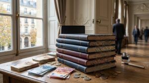 Documents budgétaires et billets d'euros illustrant le budget 2027 et la dette publique