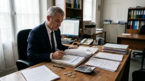 Documents budgétaires et calculatrice pour illustrer les économies publiques de 2026