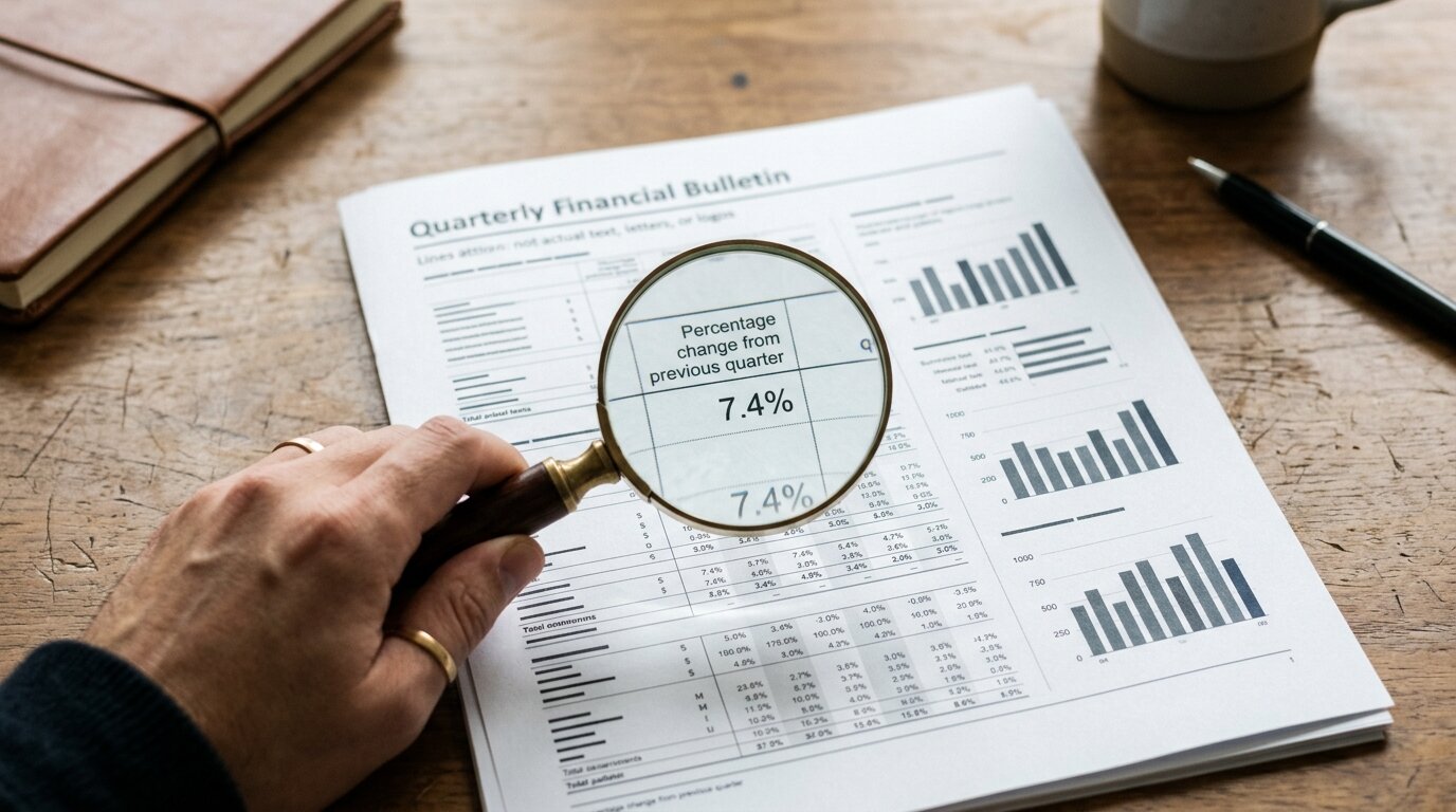 SCPI bloquée : comment récupérer votre argent en 2026 ? 1 Loupe posée sur un bulletin trimestriel mettant en évidence un pourcentage