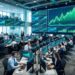 Écrans de trading affichant des graphiques boursiers en hausse