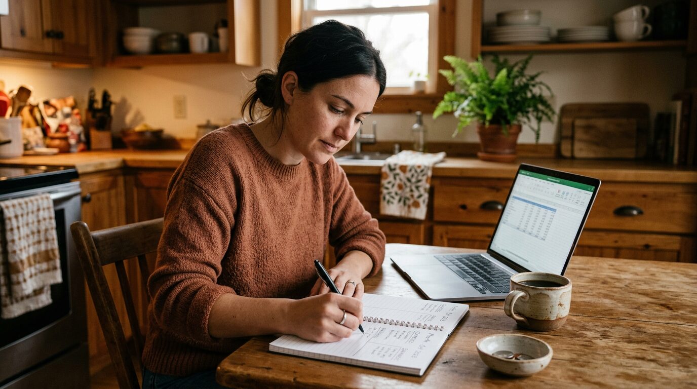 Crédit immobilier primo-accédant : comment dépasser les 35 % d'endettement grâce à la dérogation HCSF ? 3 Personne notant ses charges fixes pour calculer son reste à vivre