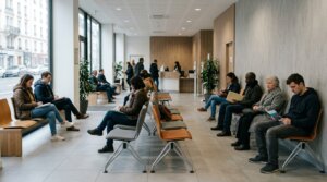 Salle d'attente d'une agence pour l'emploi en France en 2026