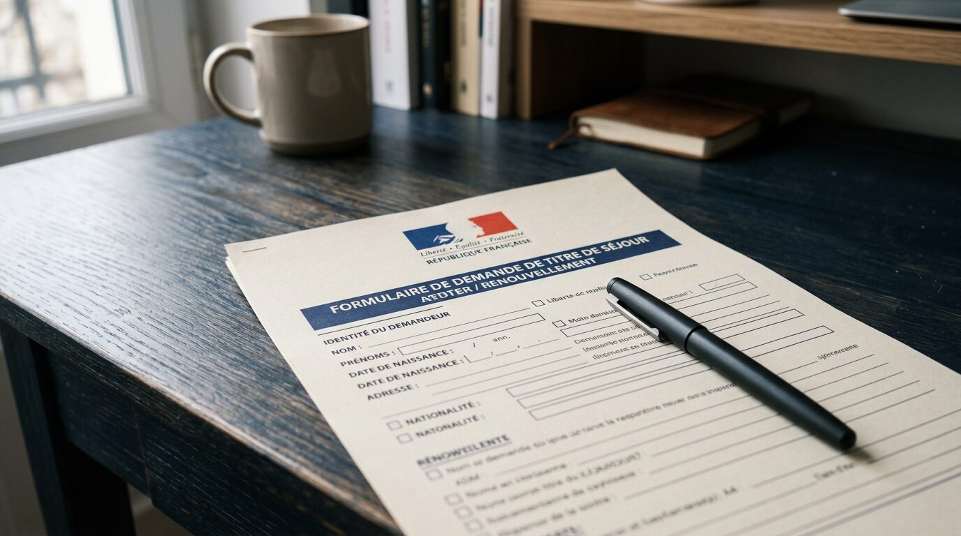 Document administratif et stylo posés sur un bureau
