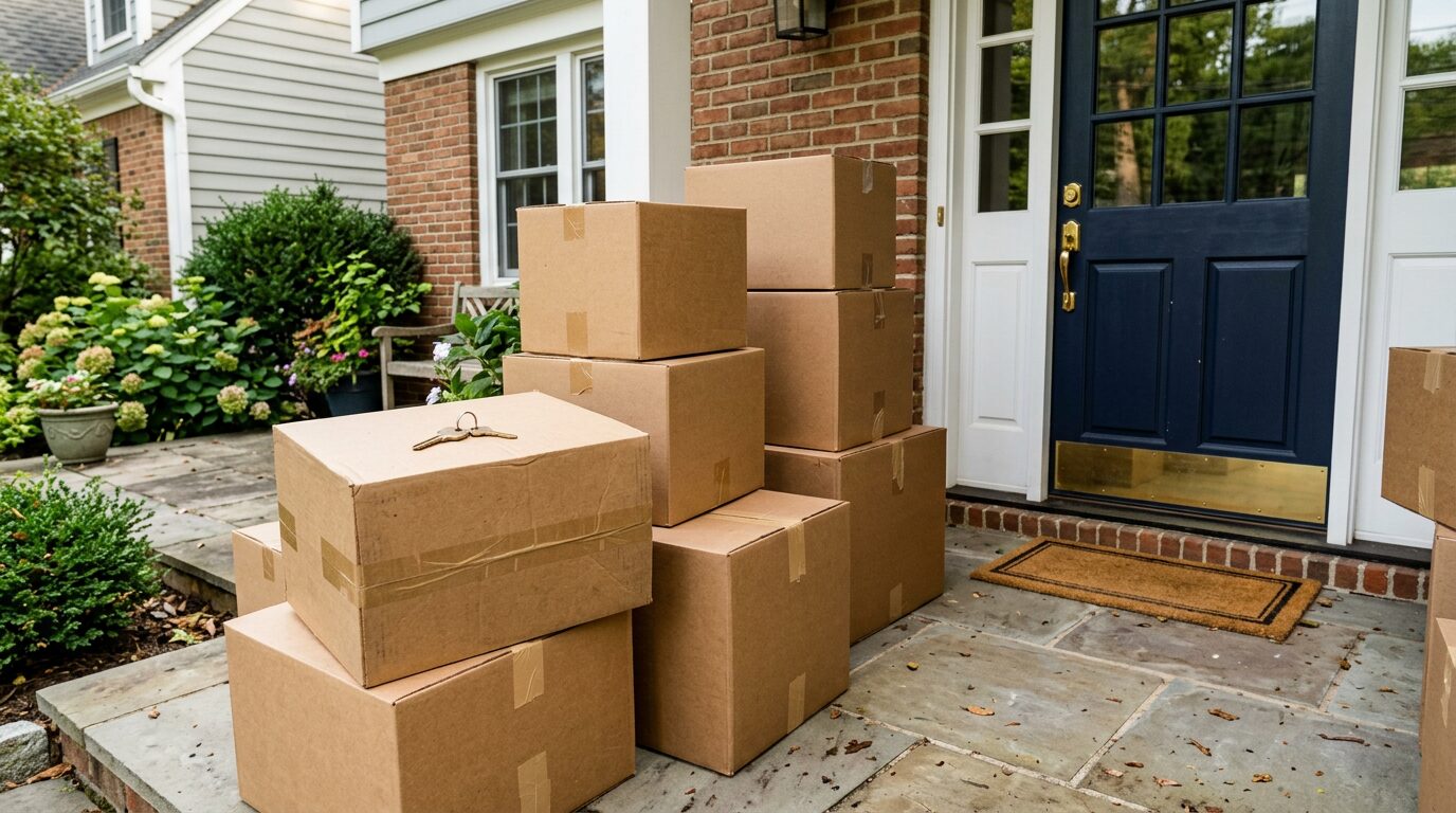 Banque refuse la désolidarisation de votre prêt immobilier : quels recours ? 3 Cartons de déménagement empilés près de la porte d'entrée d'une maison