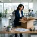 Employe rangeant ses affaires personnelles avant de quitter son entreprise