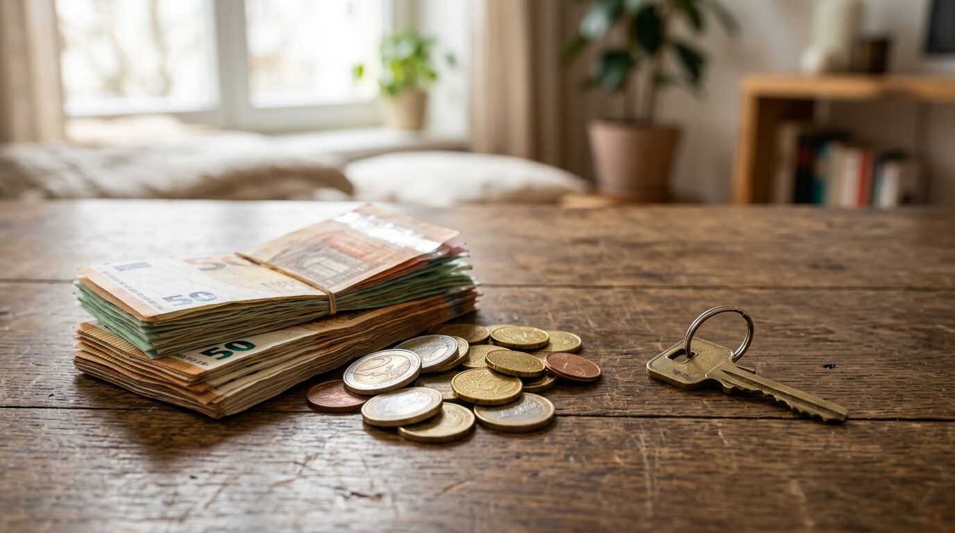 Apport pour un crédit immobilier : combien faut-il vraiment ? 1 Billets et pièces en euros posés près d'une clé de maison