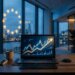 Écran affichant un graphique crypto abstrait sous régulation européenne MiCA