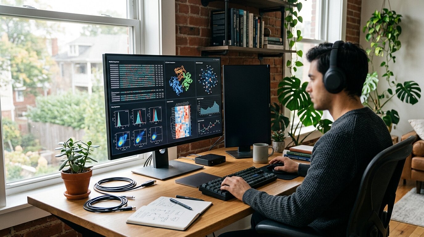 CAC 40 : Dassault Systèmes bondit de 7,9 % après le rachat d'ArisGlobal 1 poste de travail avec données scientifiques affichées sur écran d ordinateur