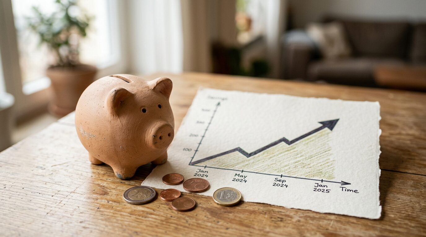 Plus fiché à la Banque de France, mais refus de crédit : pourquoi et comment réagir ? 4 Tirelire et graphique d epargne illustrant la reconstruction financiere