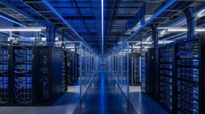 rangées de serveurs informatiques dédiés à l'intelligence artificielle en centre de données