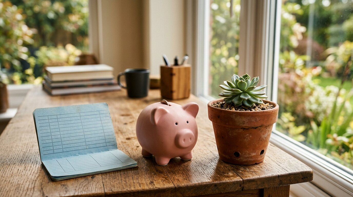Apport pour un crédit immobilier : combien faut-il vraiment ? 4 Livret d'épargne et tirelire posés sur un bureau à domicile