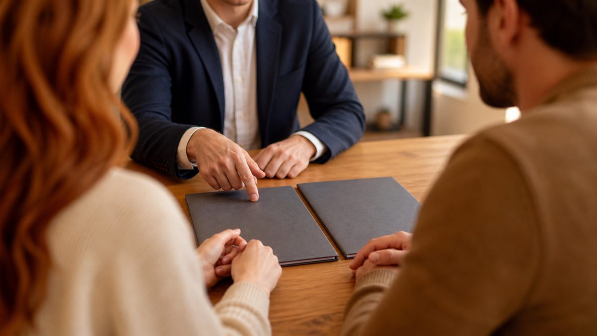 Loi Hamon assurance emprunteur : est-elle encore valable en 2026 ? 3 Couple comparant deux contrats d'assurance emprunteur avec un conseiller