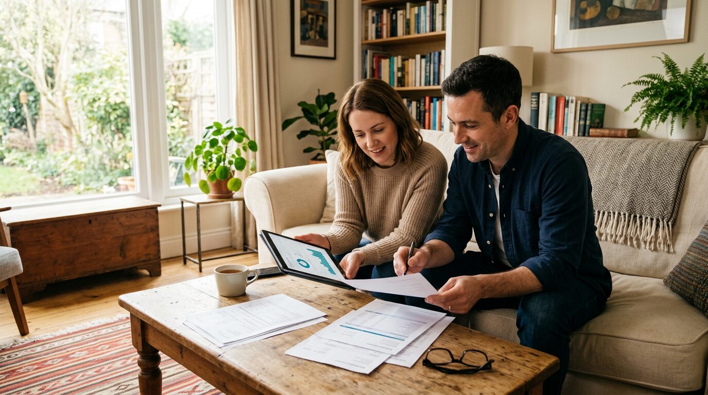 Prêt de 10 000 euros sur 5 ans : ce qu'il faut savoir avant de signer 3 Couple consultant ses documents financiers pour vérifier son éligibilité à un crédit