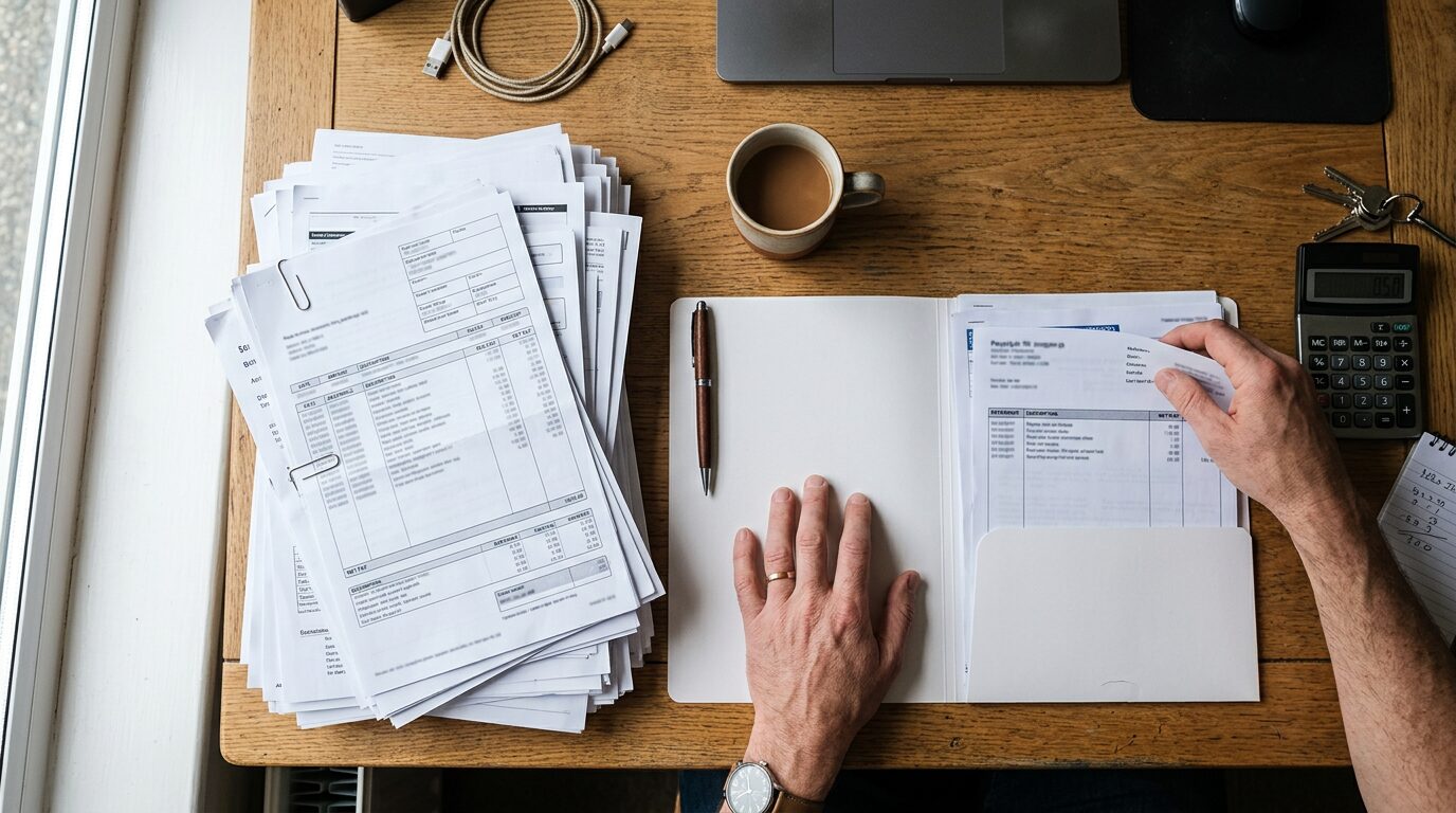 Renégocier son prêt immobilier : les arguments qui convainquent votre banque 4 Documents financiers et releves bancaires organises sur un bureau