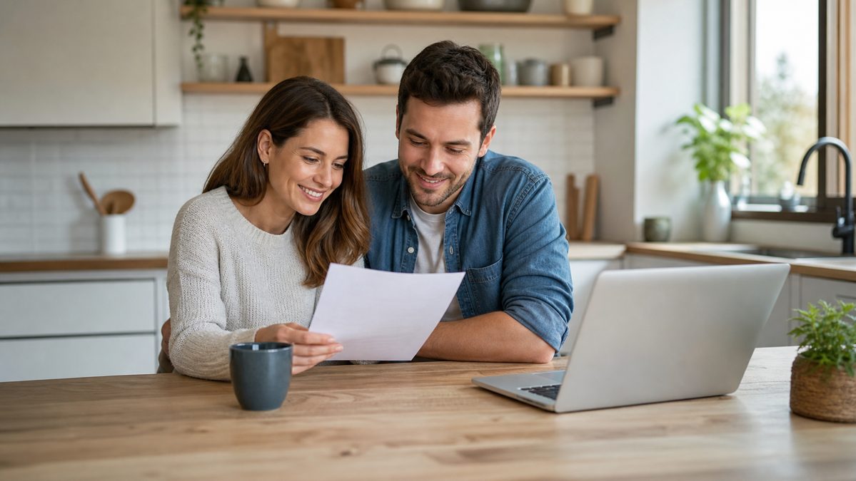 Risque aggravé de santé et assurance prêt : ce que change la convention AERAS 4 Jeune couple consultant un document de prêt immobilier à leur table de cuisine