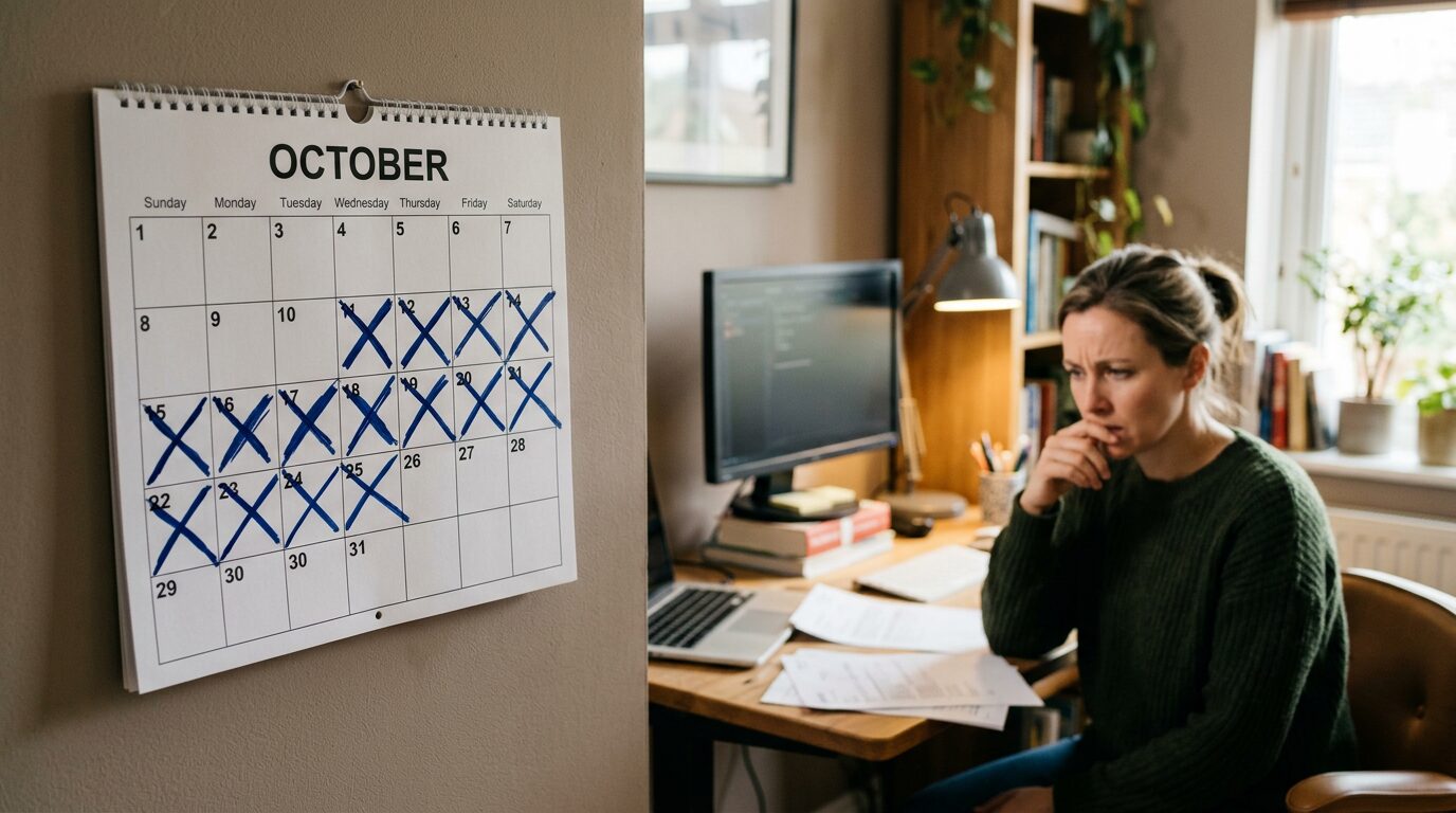 Calendrier marquant les jours de franchise avant indemnisation ITT