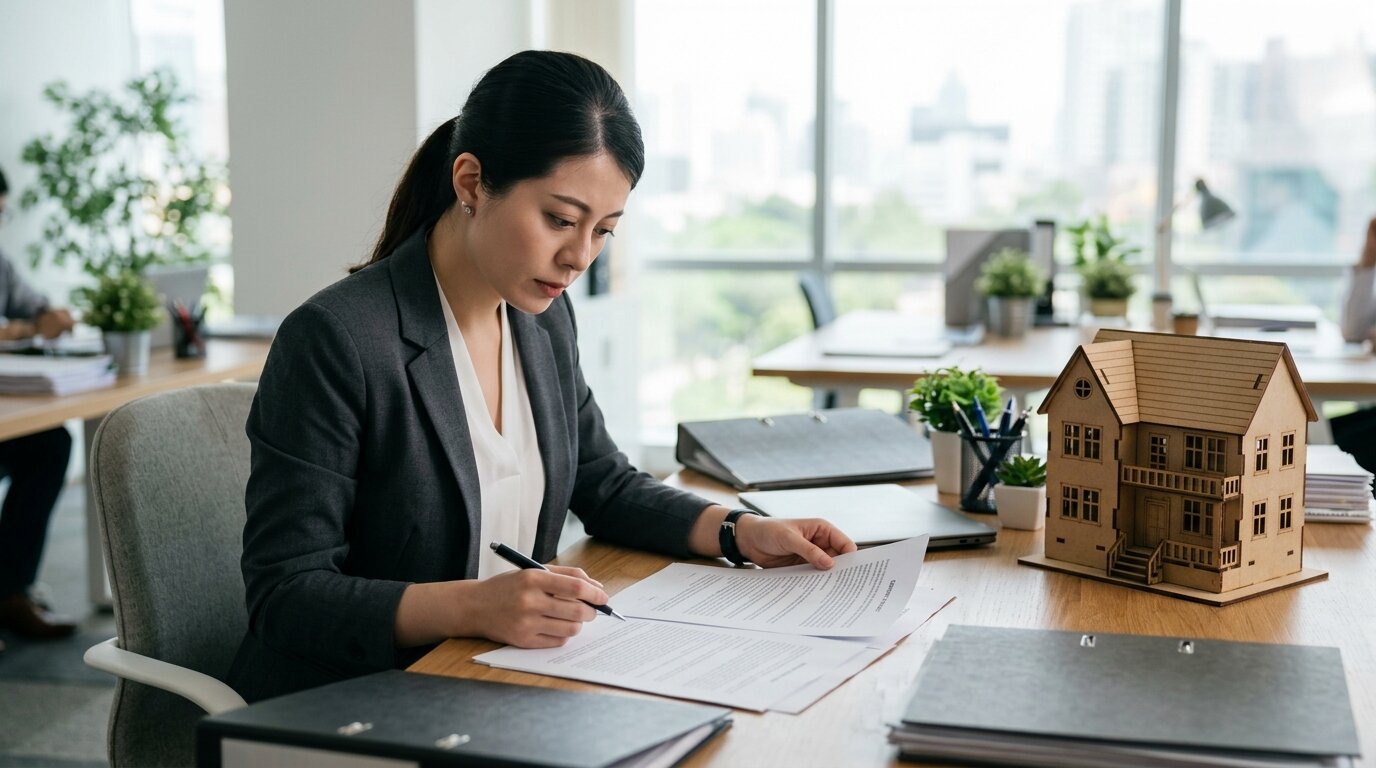 Crédit immobilier pour les fonctionnaires : les avantages accordés par les banques 3 Jeune fonctionnaire stagiaire examinant les conditions d'un contrat de pret