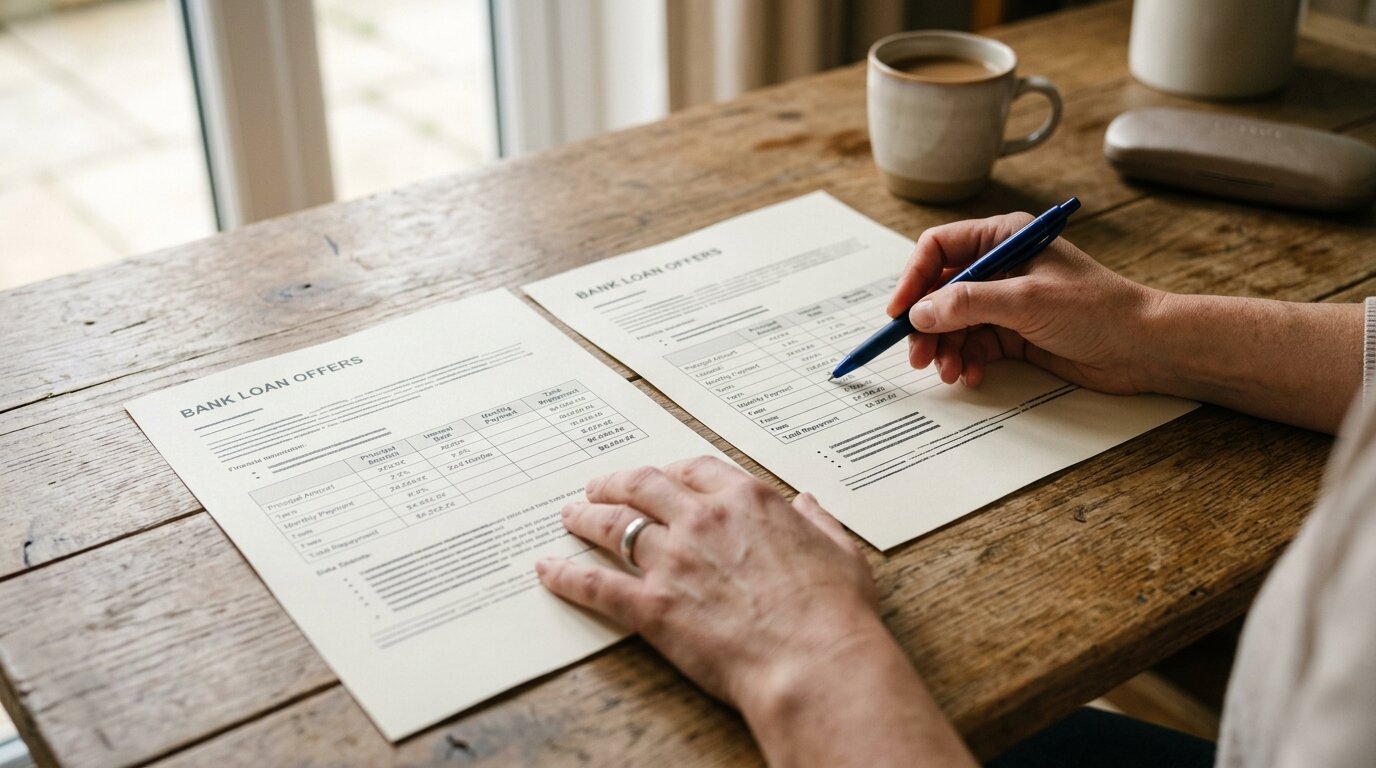 Renégocier son prêt immobilier : les arguments qui convainquent votre banque 5 Deux offres de pret immobilier comparees cote a cote sur une table