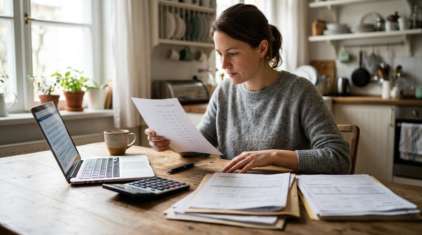 Personne préparant les documents nécessaires pour un dossier de microcrédit