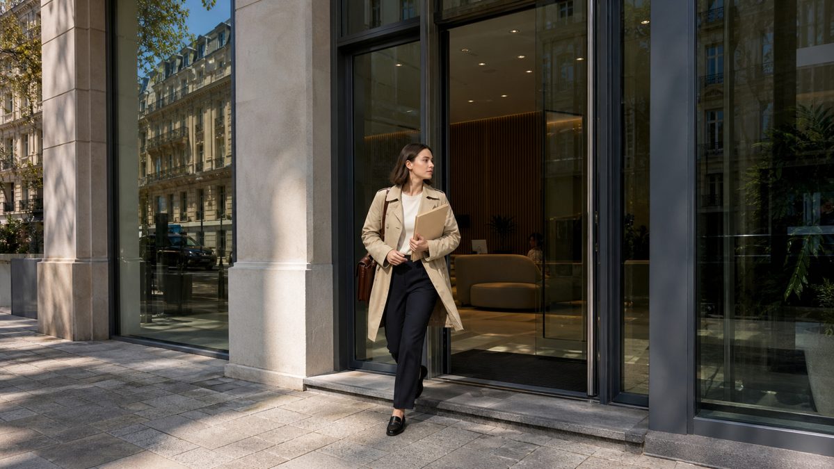 Loi Hamon assurance emprunteur : est-elle encore valable en 2026 ? 1 Personne sortant d'une agence bancaire avec un dossier de prêt immobilier