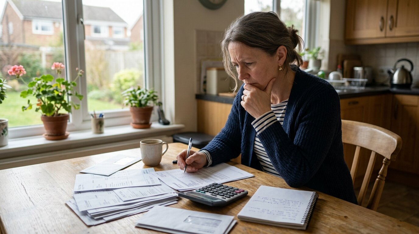 Emprunteur examinant ses factures pendant la période de franchise sans indemnisation