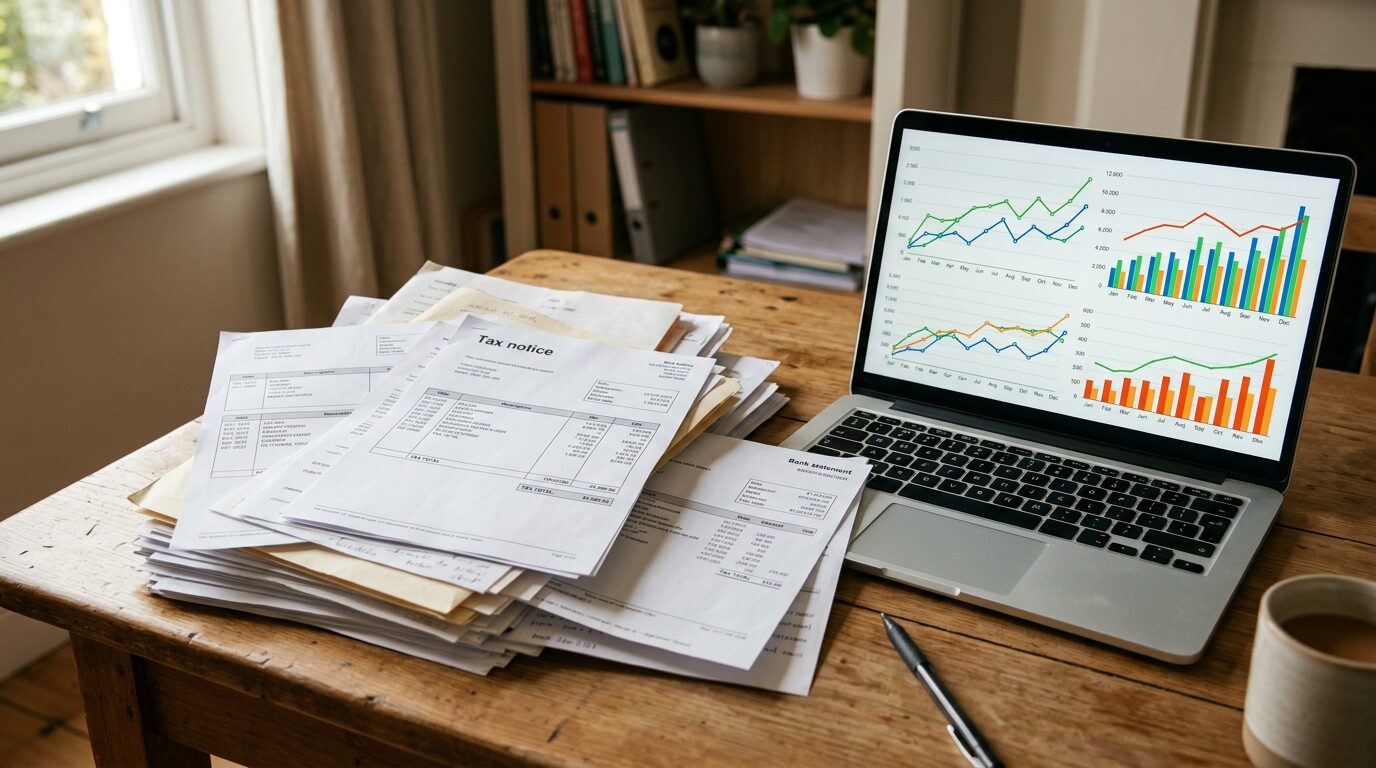 J'ai menti pour mon prêt immobilier : quels risques et que faire ? 1 Fiches de paie et relevés bancaires posés sur une table pour un dossier de crédit