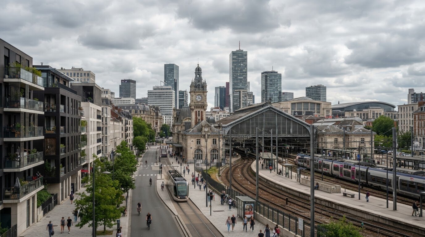 Immeubles d'habitation près de la gare Lille Flandres et du quartier d'Euralille