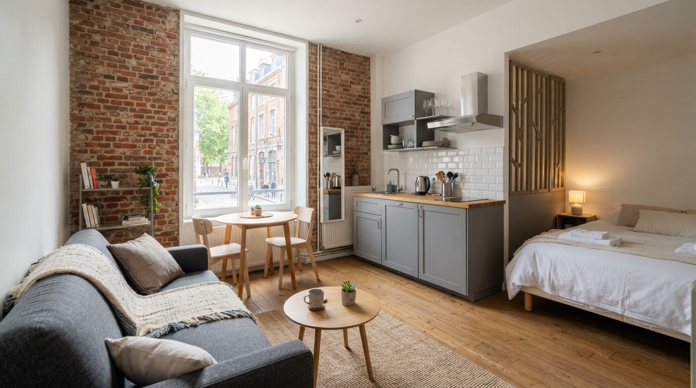 Petit appartement meublé lumineux dans un immeuble ancien de Lille prêt à être loué